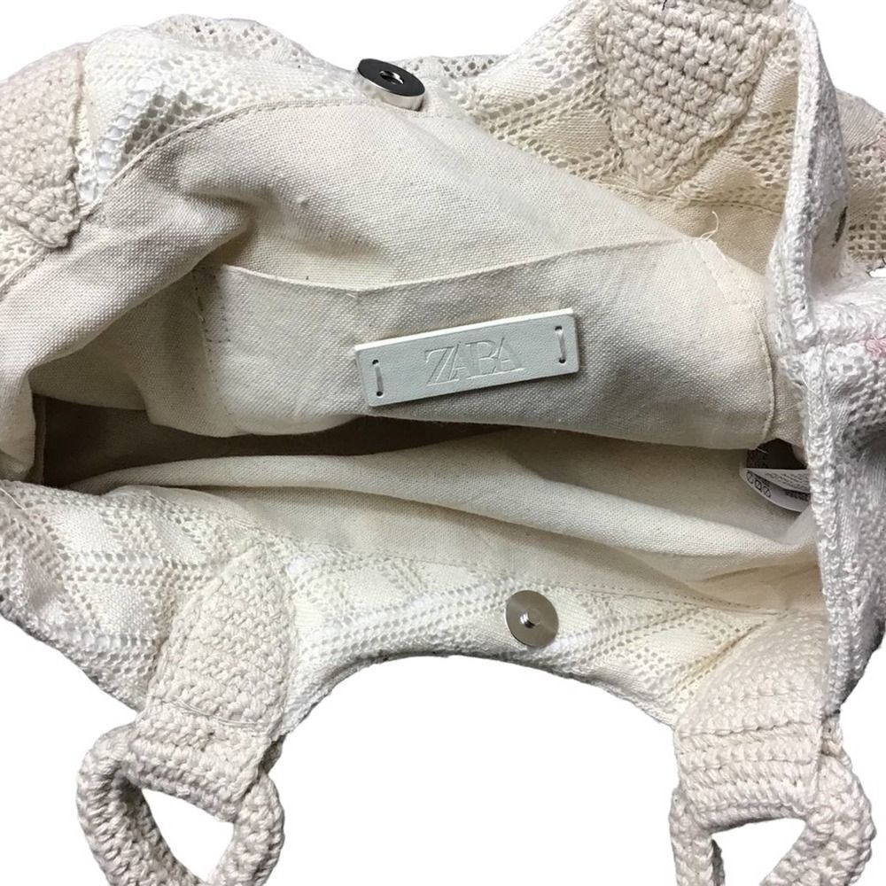 Zara Polka Dot Knit Shopper Cotton Tote - Picture 5 of 10